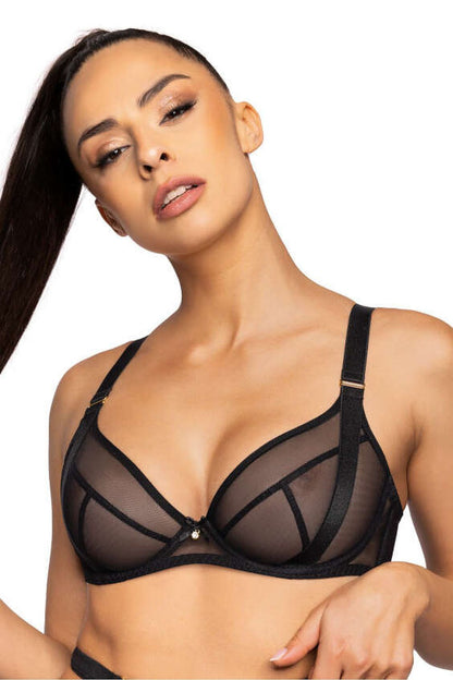 Soutien-gorge grande taille transparent corbeille noir