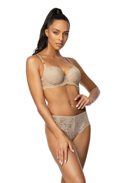 Soutien-gorge push-up beige en dentelle