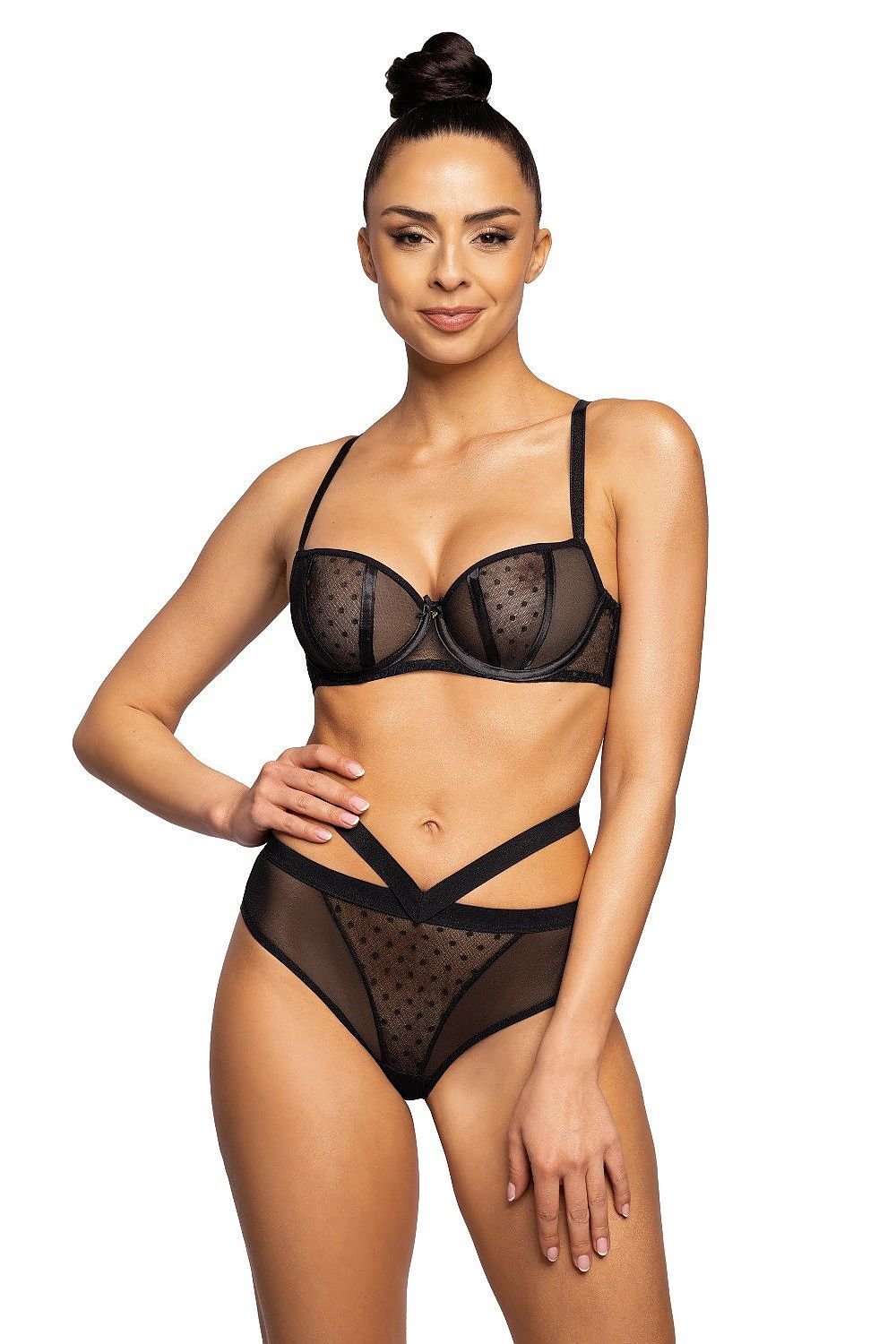 Soutien-gorge corbeille noir transparent push-up