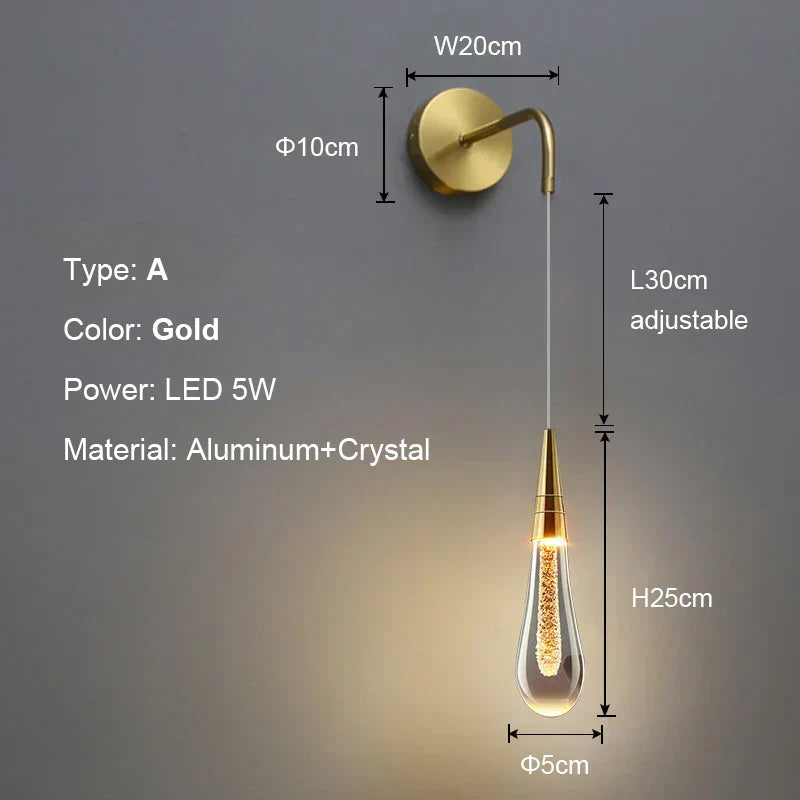Suspension Luminaire en Verre Noir et Doré avec Bulles de Cristal - Éclairage Goutte d’Eau