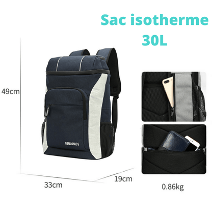 Sac à Dos Isotherme Bleu et Gris