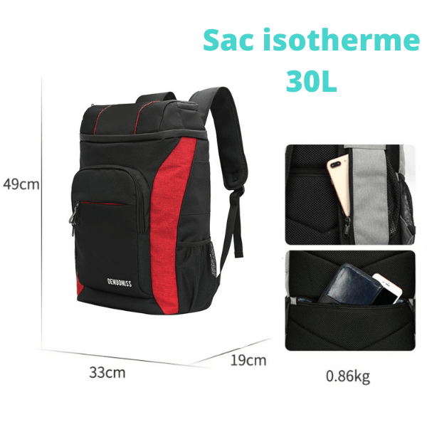 Sac à Dos Isotherme Noir et Rouge