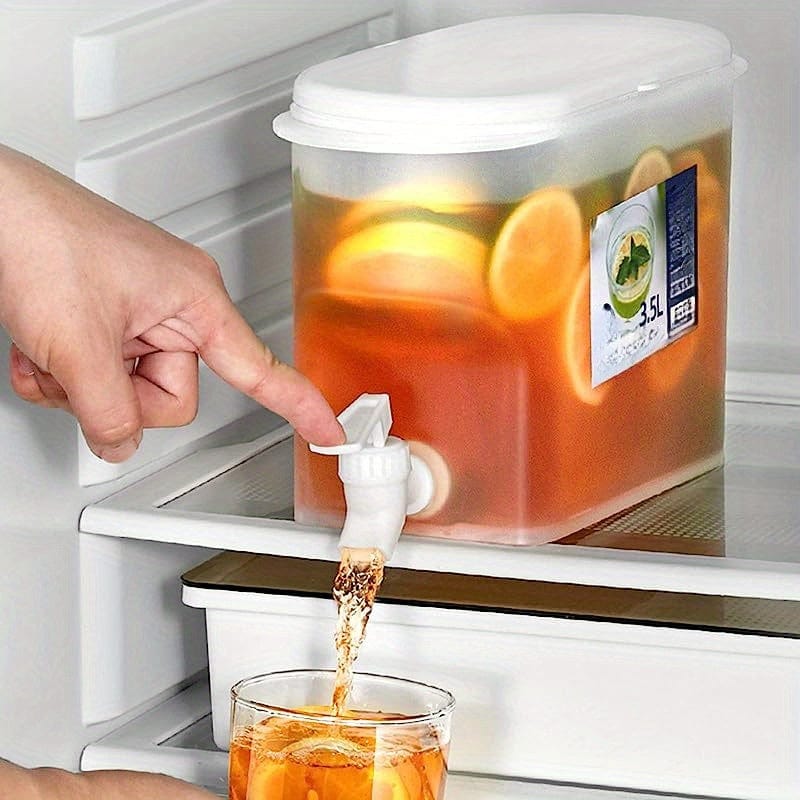 Distributeur de Boissons en Plastique avec Robinet - Capacité XXL - Idéal pour le Réfrigérateur - Théière à Fruits et Bouteille Limonade - Accessoires Maison 3.5L