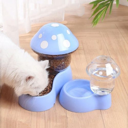 distributeur de croquettes et eau champignon