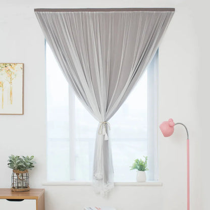 Double Rideaux Occultant Gris et Blanc
