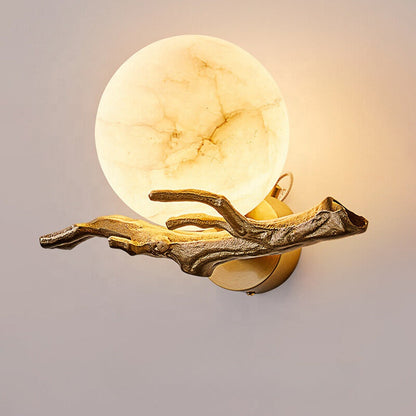 Applique Murale Design Moderne en Marbre et Cuivre – Éclairage LED pour Salon et Chambre