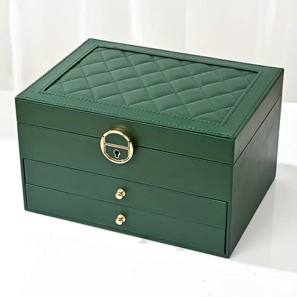 Grande Boîte à Bijoux en Cuir – Organisateur Multicouche Élégant, Rangement Sécurisé pour Bijoux
