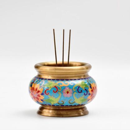 Brûleur d'encens porte en laiton turquoise