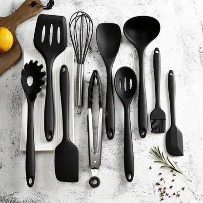 Ensemble d'Ustensiles de Cuisine en Silicone 10 Pièces