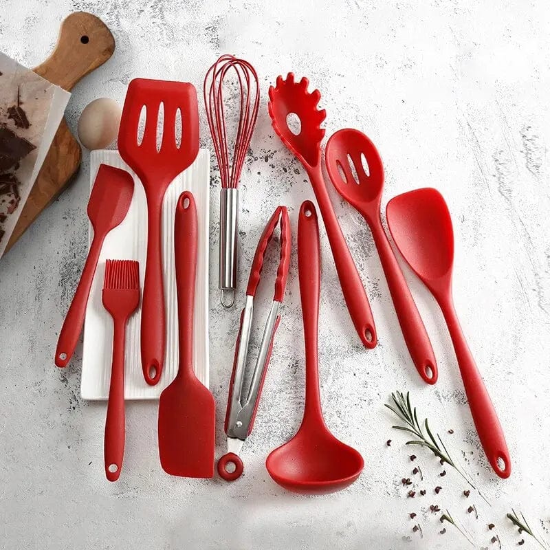 Ensemble d'Ustensiles de Cuisine en Silicone 10 Pièces