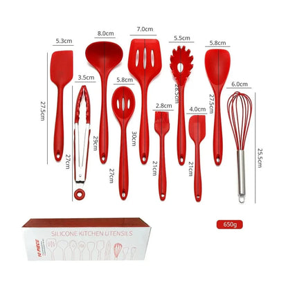 Ensemble d'Ustensiles de Cuisine en Silicone 10 Pièces