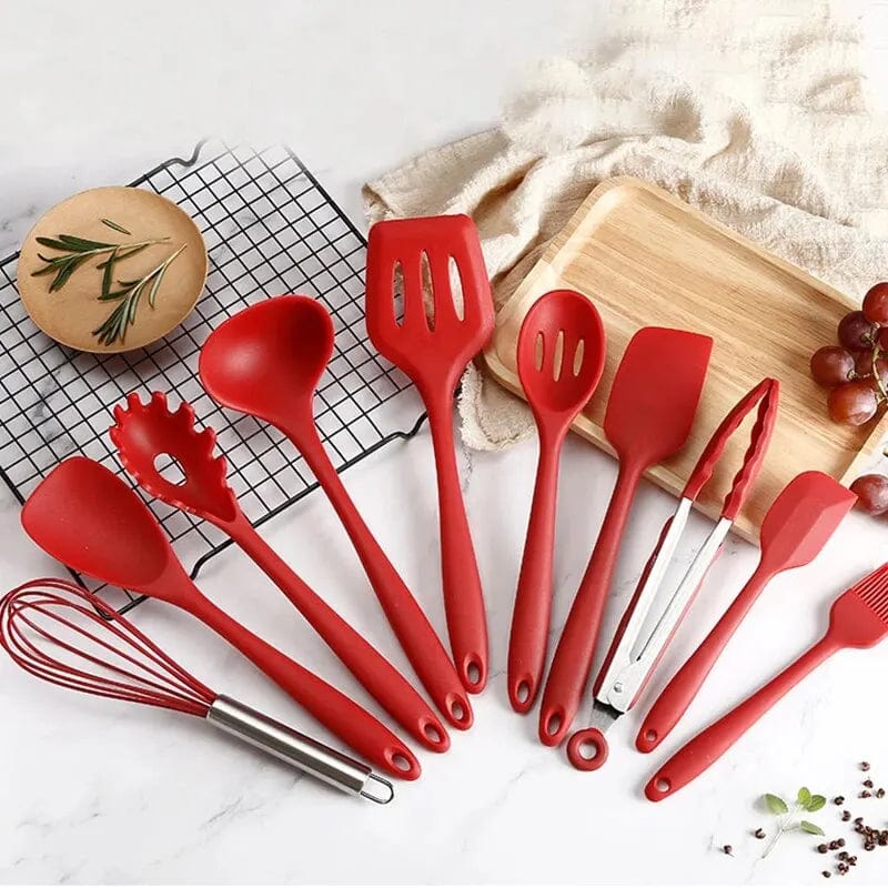 Ensemble d'Ustensiles de Cuisine en Silicone 10 Pièces