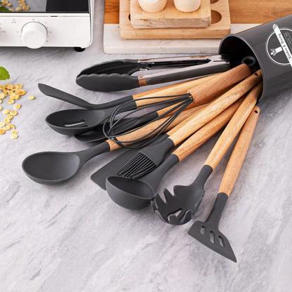 Ensemble d'ustensiles de cuisine en silicone 12 pièces, Antiadhésif Résistant à la chaleur - Outils de cuisine