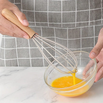 Ensemble d'Ustensiles de Cuisine en Silicone Beige avec Manche en Bois - Lot de 12, Ustensiles de Cuisine Sûrs, Anti-adhésifs, Lavables - Accessoires de Cuisine, Gadgets de Cuisine