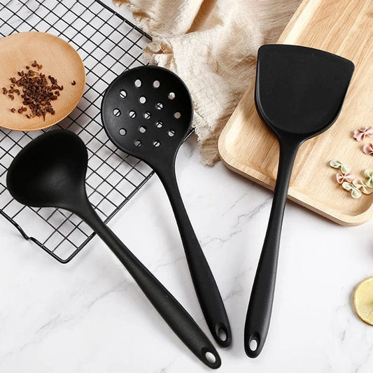 Ensemble d'Ustensiles de Cuisine en Silicone - Cuillère Louche et Spatule