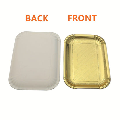 Ensemble de 10 Plateaux à Gâteaux Or Rectangle, Plateaux Jetables en Carton pour Plats, Bases de Gâteaux Anti-Gras, Plateaux de Présentation pour Desserts, Décoration de Gâteaux pour Fêtes et Mariages