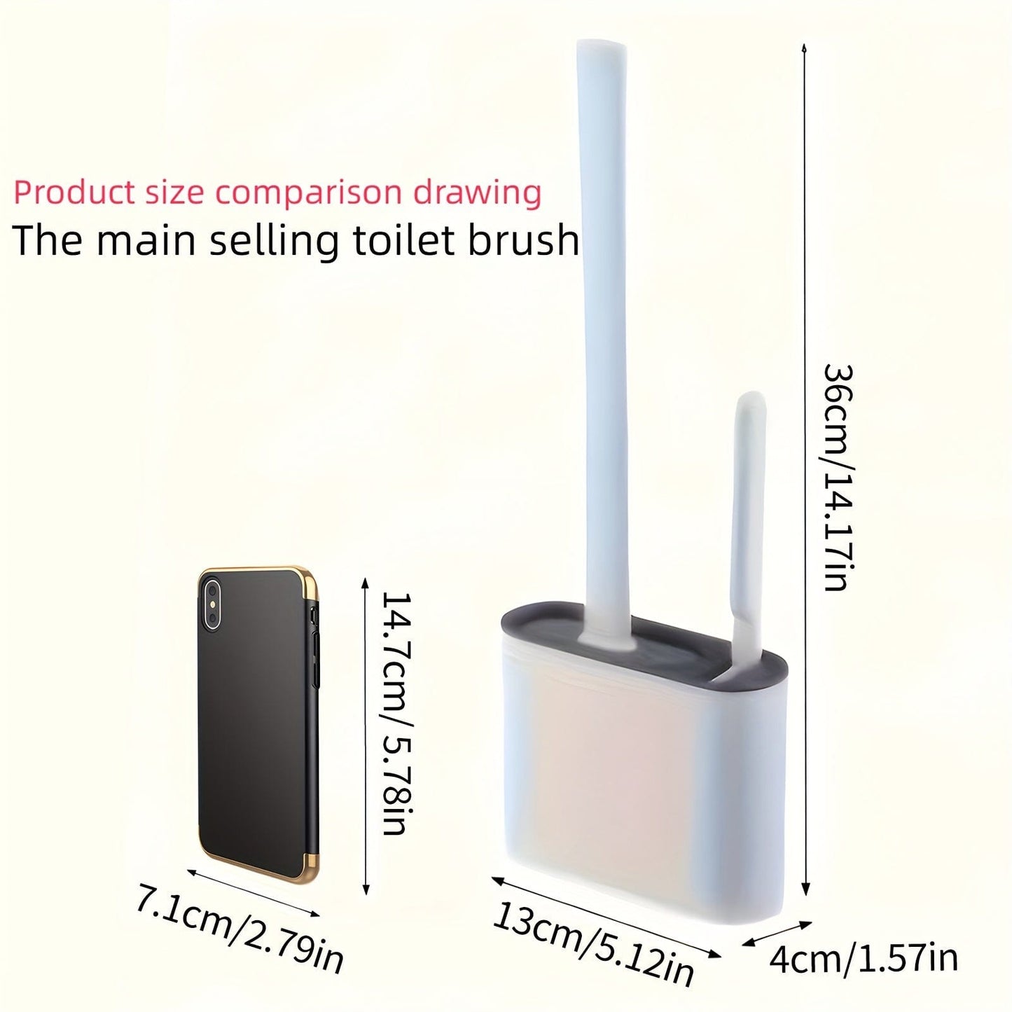 Ensemble de 2 Brosses WC et 1 Abattant WC, Brosse WC Murale, Tête de Brosse WC en Silicone Souple, Brosse WC à Long Manche, Brosse Domestique Multifonctionnelle, Produits de Nettoyage des Toilettes, Essentiel Domestique