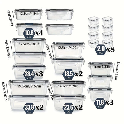 Ensemble de 24 Boîtes de Rangement de Cuisine - Hermétiques, Adaptées au Micro-Ondes, Étiquettes & Stylo Inclus