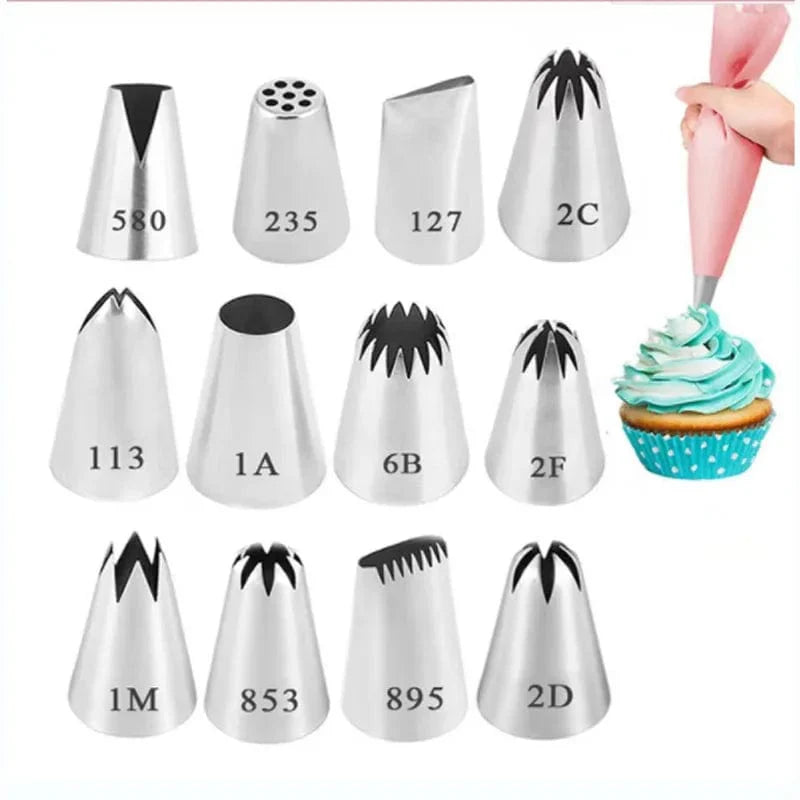 Ensemble Douilles & Poche à Douille en Silicone pour Cake Design