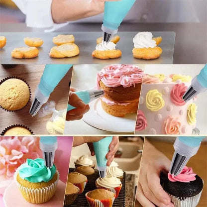Ensemble Douilles & Poche à Douille en Silicone pour Cake Design