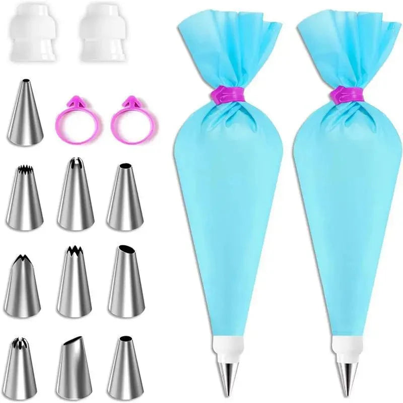 Ensemble Douilles & Poche à Douille en Silicone pour Cake Design