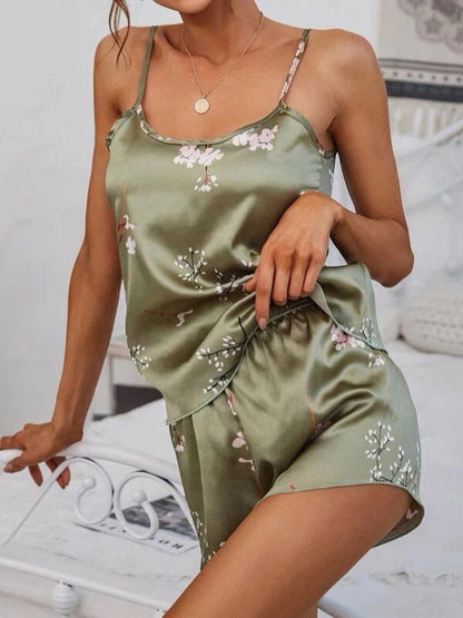 Ensemble Pyjama En Satin "Sauge Fleurie"