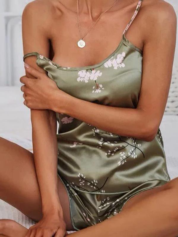 Ensemble Pyjama En Satin "Sauge Fleurie"