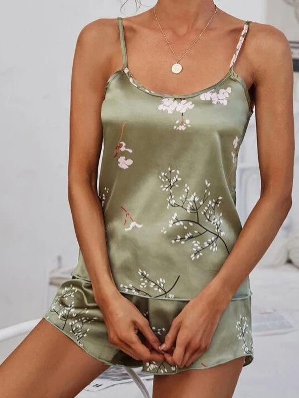 Ensemble Pyjama En Satin "Sauge Fleurie"