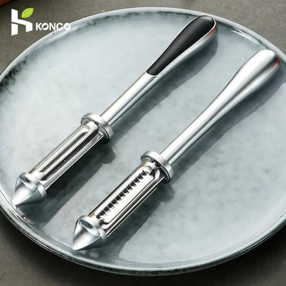 Éplucheur de Fruits et Légumes Multifonction Acier Inoxydable Zinc Alloy Ergonomique