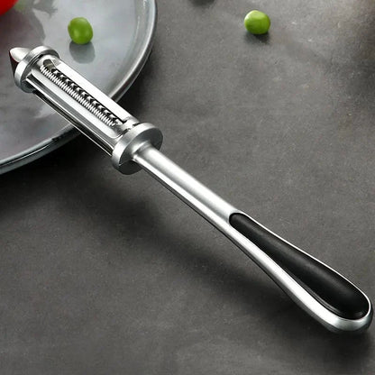 Éplucheur de Fruits et Légumes Multifonction Acier Inoxydable Zinc Alloy Ergonomique Silver
