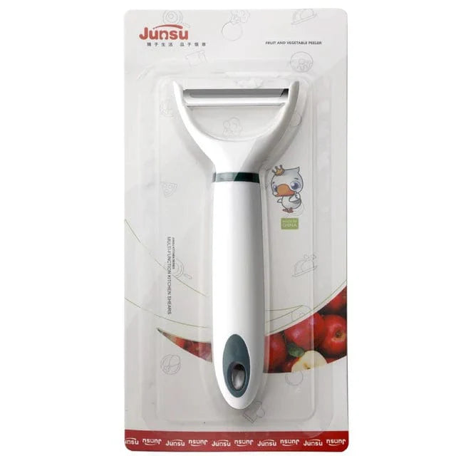 Éplucheur de Fruits et Légumes Multifonction Acier Inoxydable Zinc Alloy Ergonomique Single-sided white