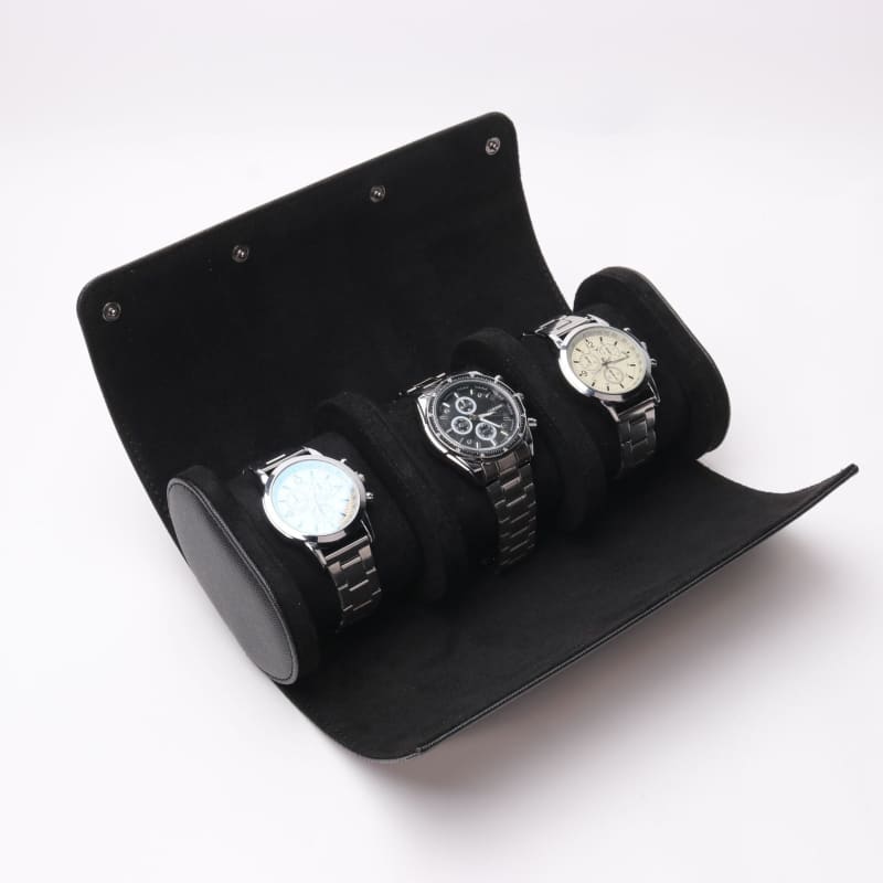 Étui en cuir pour 3 montres de voyage