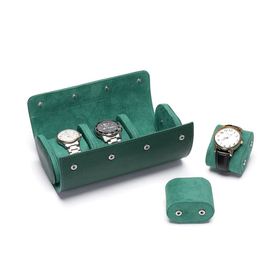 Étui en cuir pour 3 montres de voyage