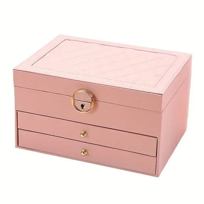 Grande Boîte à Bijoux en Cuir – Organisateur Multicouche Élégant, Rangement Sécurisé pour Bijoux