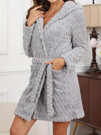 Peignoir Femme doux à capuche Polaire