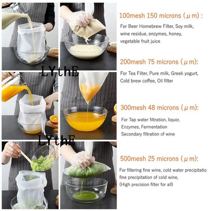 Filtre en Nylon Réutilisable pour Thé, Café, Huile - Sac de Filtre pour Lait Végétal
