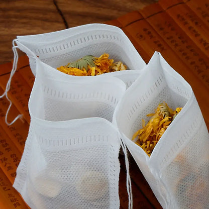Filtres à Thé Jetables avec Fermeture Ficelle – 100 Pièces