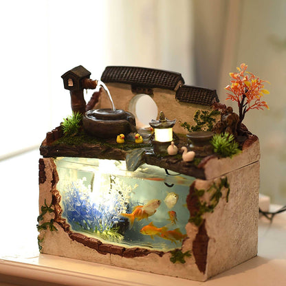 Aquarium avec fontaine