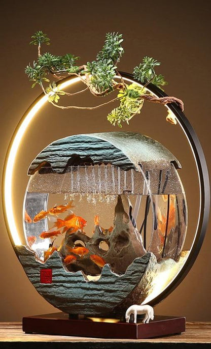 Aquarium rond fontaine