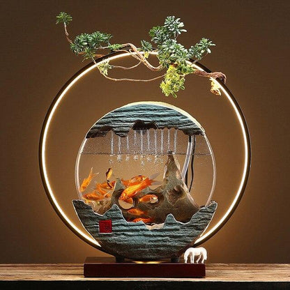 Aquarium rond fontaine