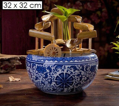 Fontaine zen bambou intérieur cascade double