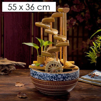 Fontaine zen bambou intérieur petite cascade