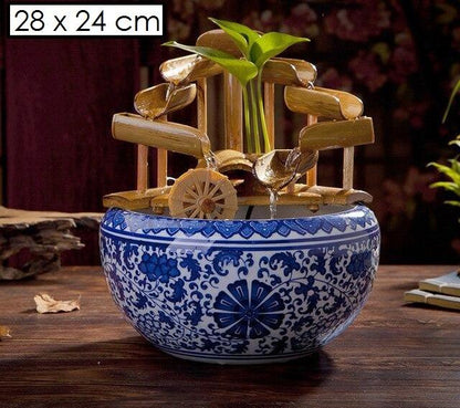 Fontaine zen bambou intérieur grande double cascade