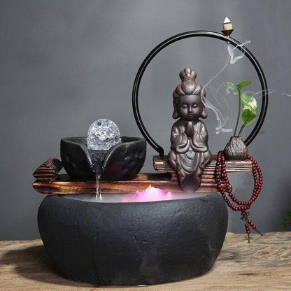 Fontaine zen eau et encens