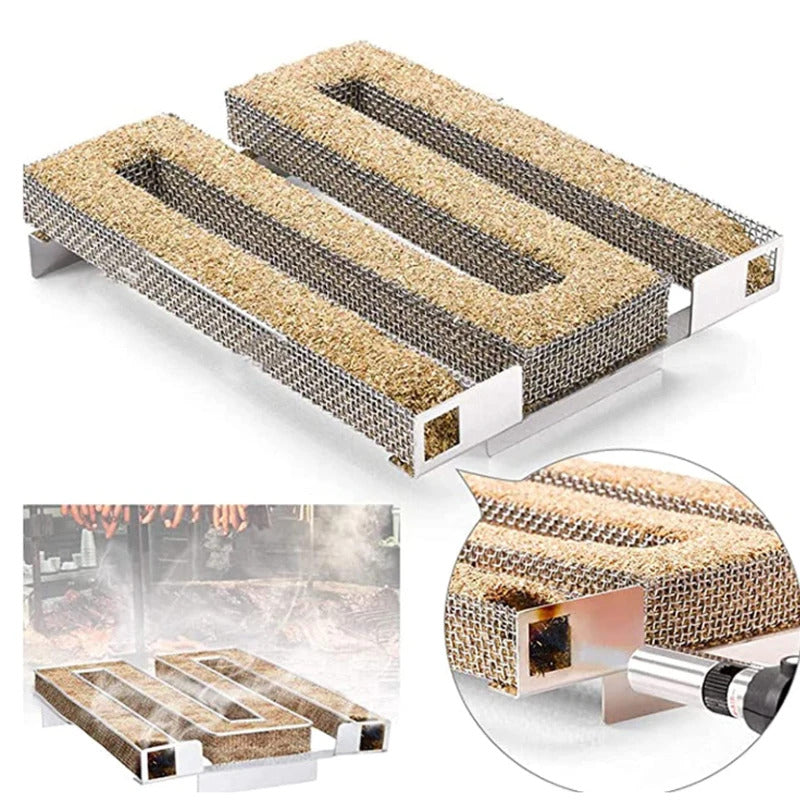 Fumoir Saumon Rectangulaire en Acier Inoxydable Argenté
