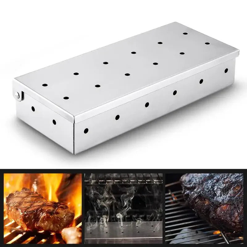 Fumoir a Viande Style Boîte en Acier Inoxydable Argenté