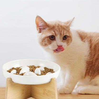 gamelle anti glouton chat céramique et bois