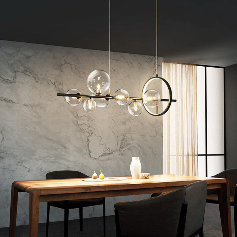 Chandelier Transparent en Verre - Design Unique en Forme de Bulles pour un Intérieur Moderne
