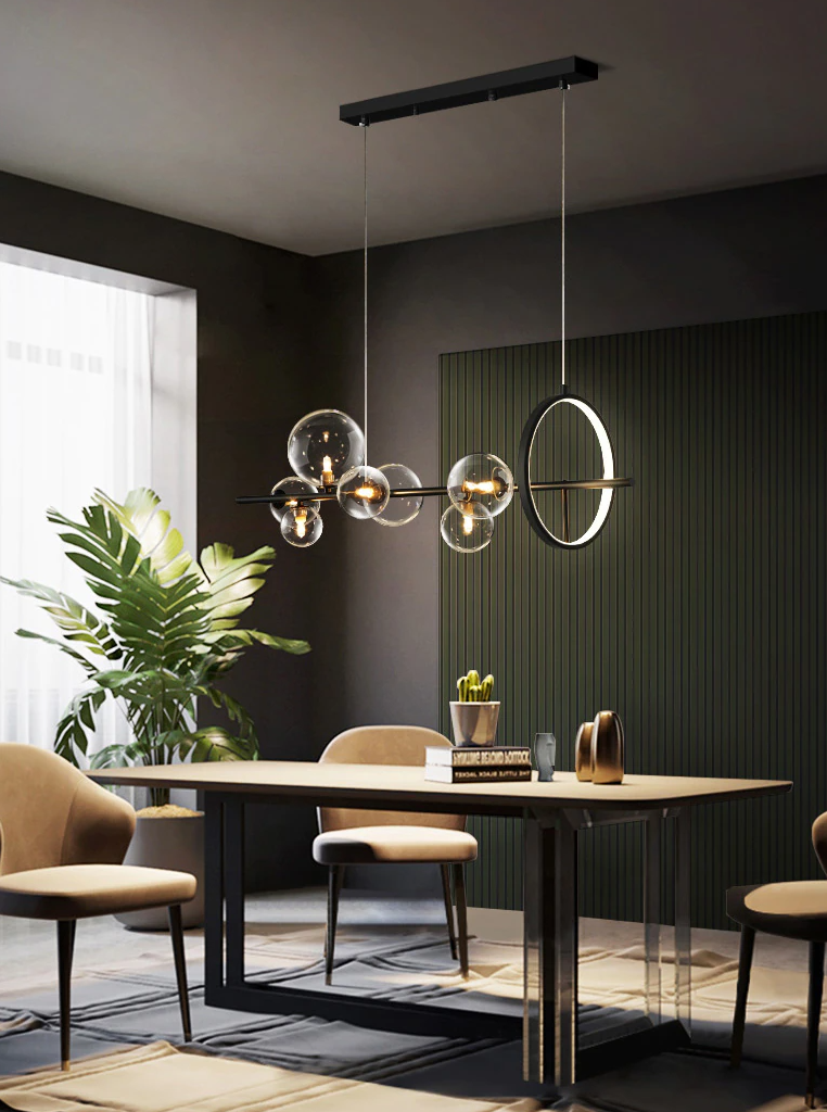 Chandelier Transparent en Verre - Design Unique en Forme de Bulles pour un Intérieur Moderne