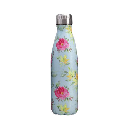 Gourde Isotherme Fleurs Jaunes et Roses